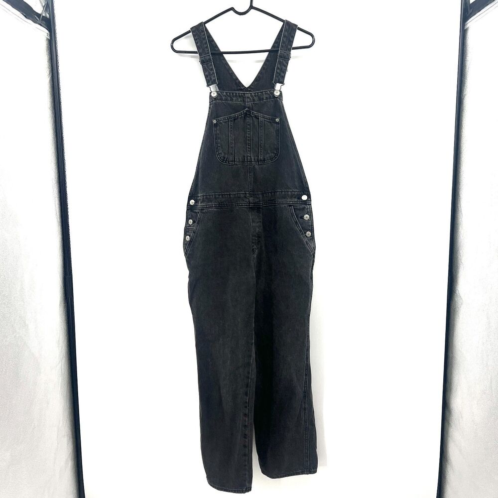 Old Navy Black Denim Overalls Womens Size 10 Bib Carpenter Adjustable Straps
